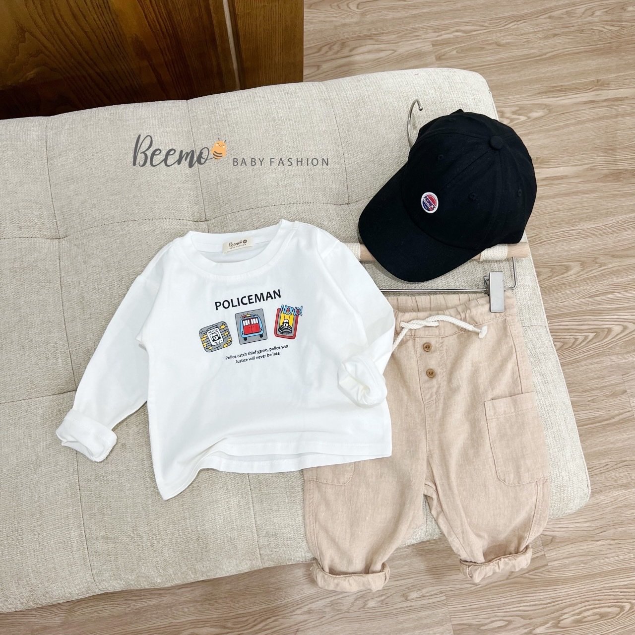 Áo cotton dài tay Beemo ô tô Policeman 4 màu BT