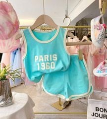 Bộ cotton sát nách QC trơn in chữ nhiều màu cho bé size 90-130