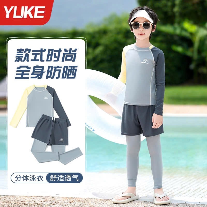 0052 - Bộ bơi YUKE dài tay, quần dài chống nắng bé trai size XL-5XL