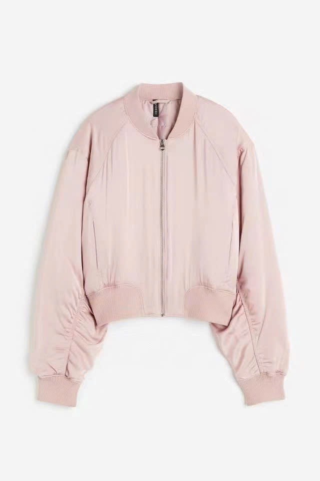 Áo khoác bomber phao HM màu hồng satin cho mẹ size XXS - XL