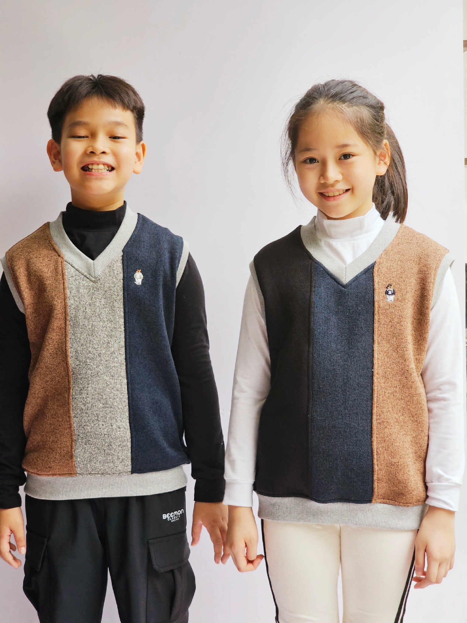 Áo gile nỉ len Bee Mon phối màu BTBG size 120-160