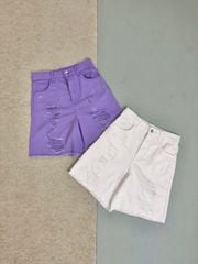 Quần jean rách GGJJ dư xịn 2 màu trắng/tím bé gái size 8-14y