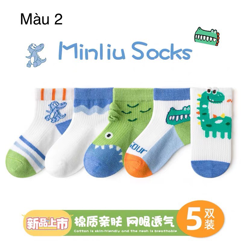 Set 5 tất lưới Minliu Kid Sock BT size 2-12y