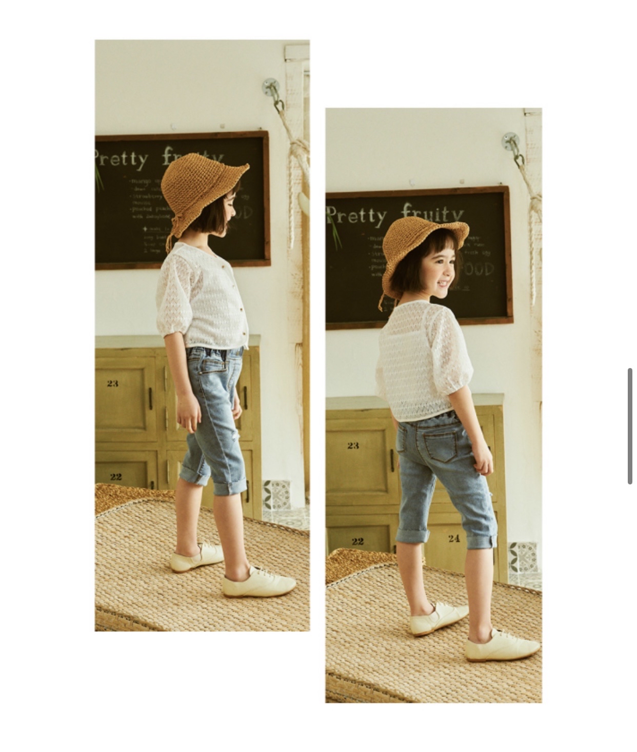 Cardigan ren đục lỗ Toto Heros màu trắng tay lỡ BG 110-150