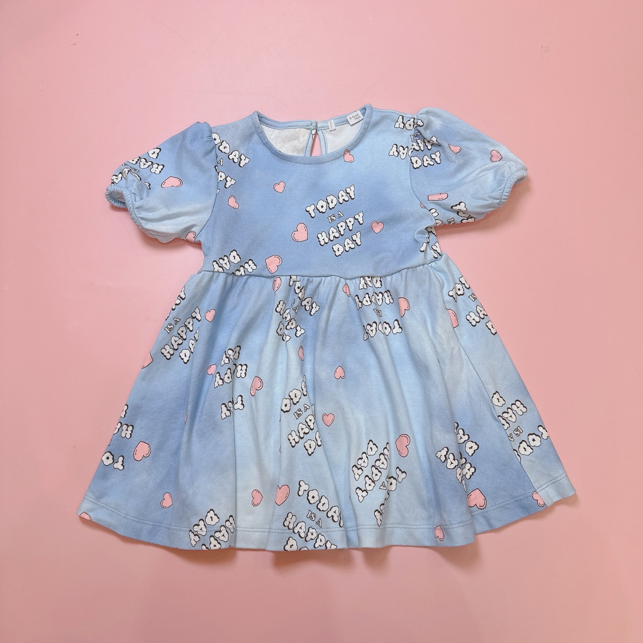 Váy cotton GGJJ dư xịn dáng baby doll 2 màu xanh/hồng bé gái size 2-8y