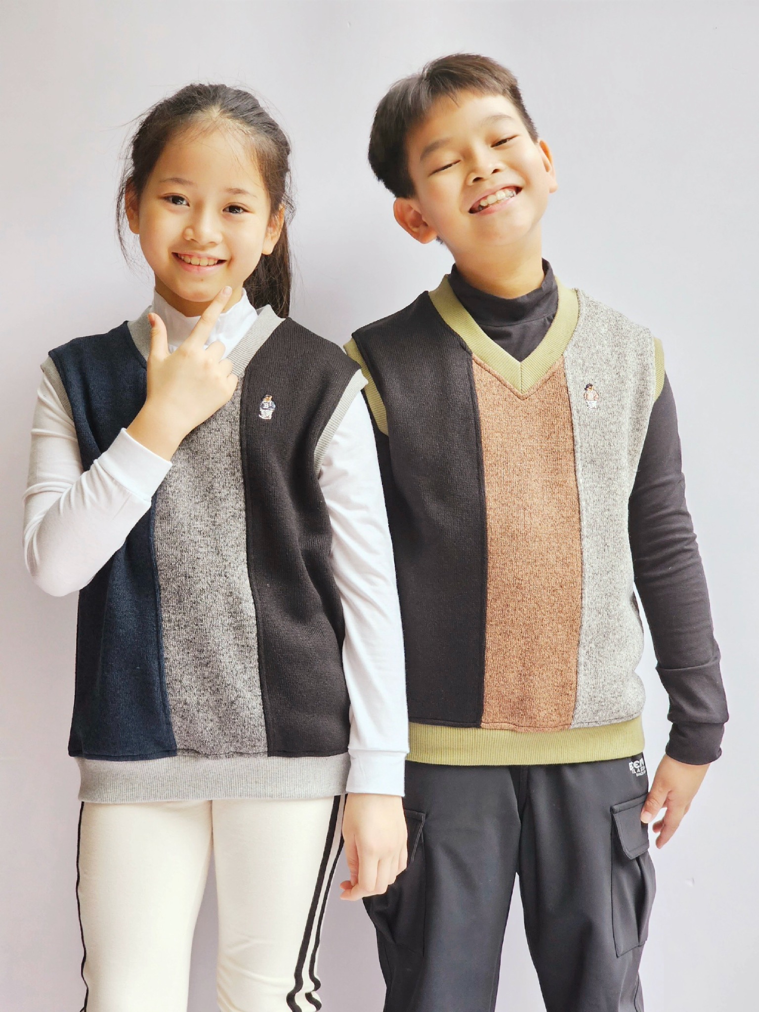 Áo gile nỉ len Bee Mon phối màu BTBG size 120-160