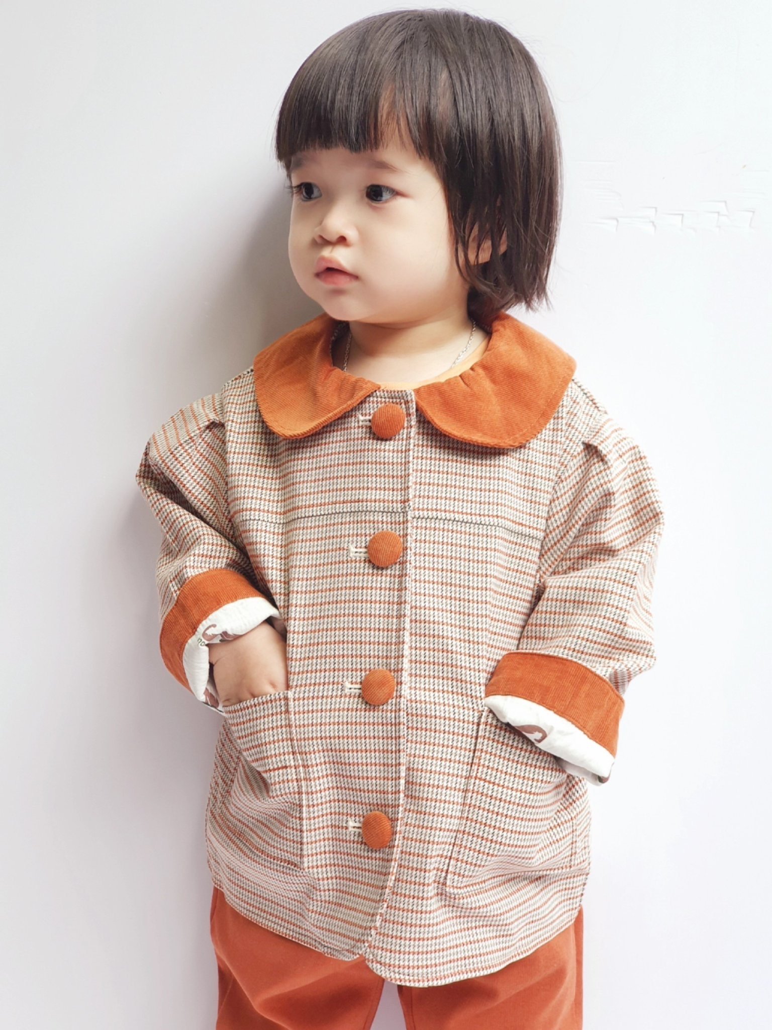 Áo khoác nỉ kẻ cổ sen Moimoln BG