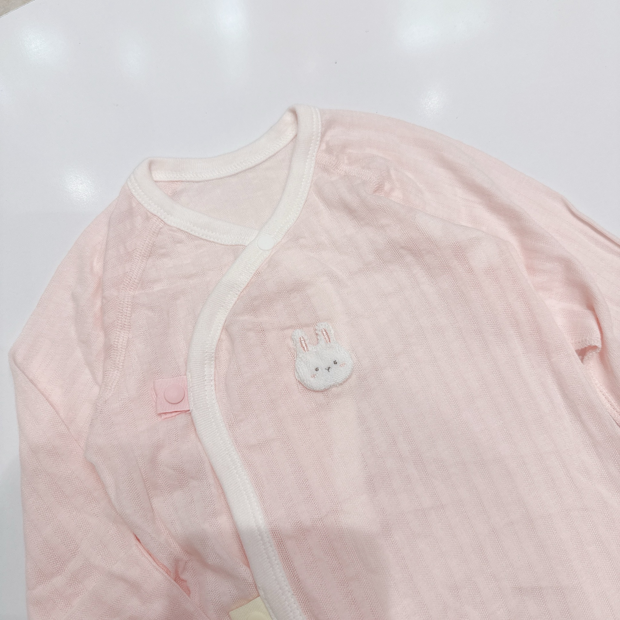 Body sơ sinh Agabang hồng thỏ vải thông hơi bé gái size 0-6m