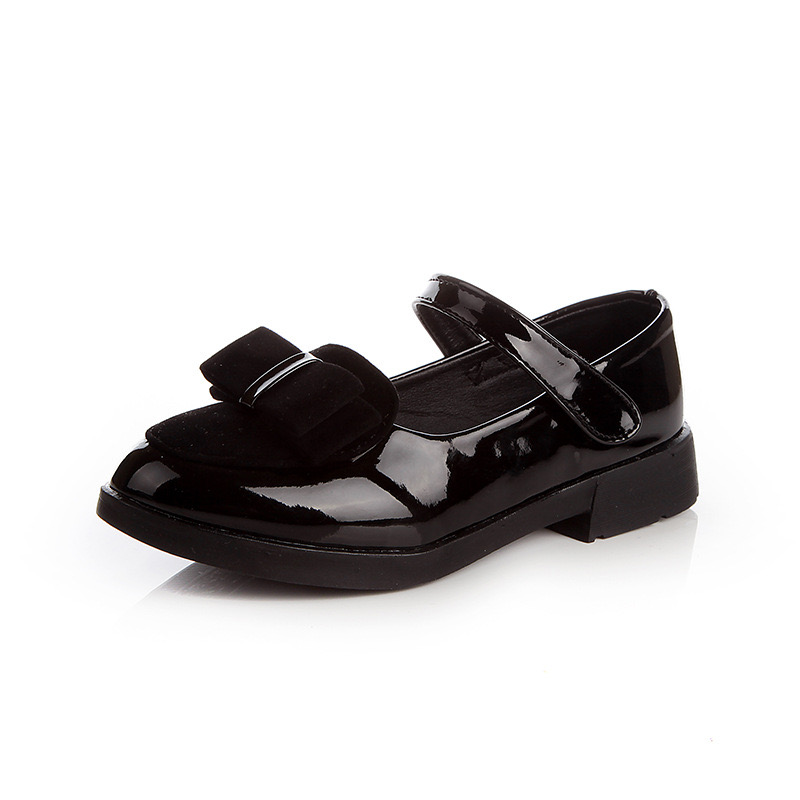 M06 - Giày búp bê da bóng nơ nhung 2 màu đỏ mận / đen size 27 - 38