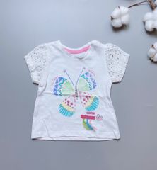 [30%] Áo cotton Boulevard Baby trắng hình bướm tay ren