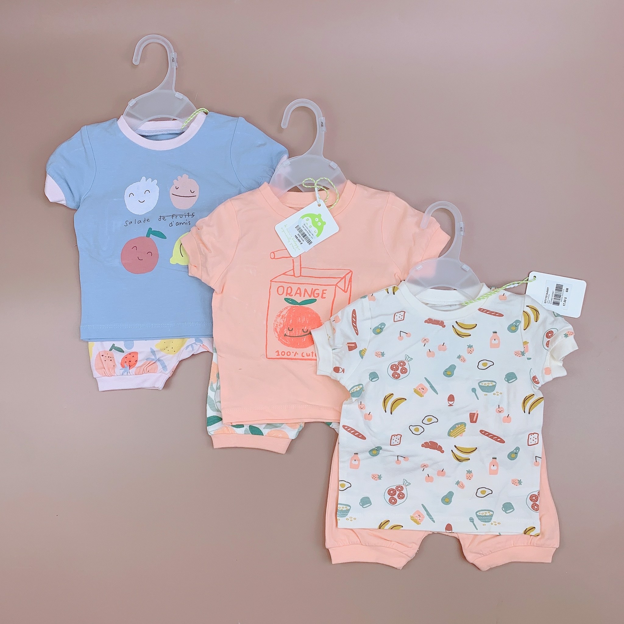 Bộ cotton Gagou Bio 3 hình Bé Gái 1m - 24m