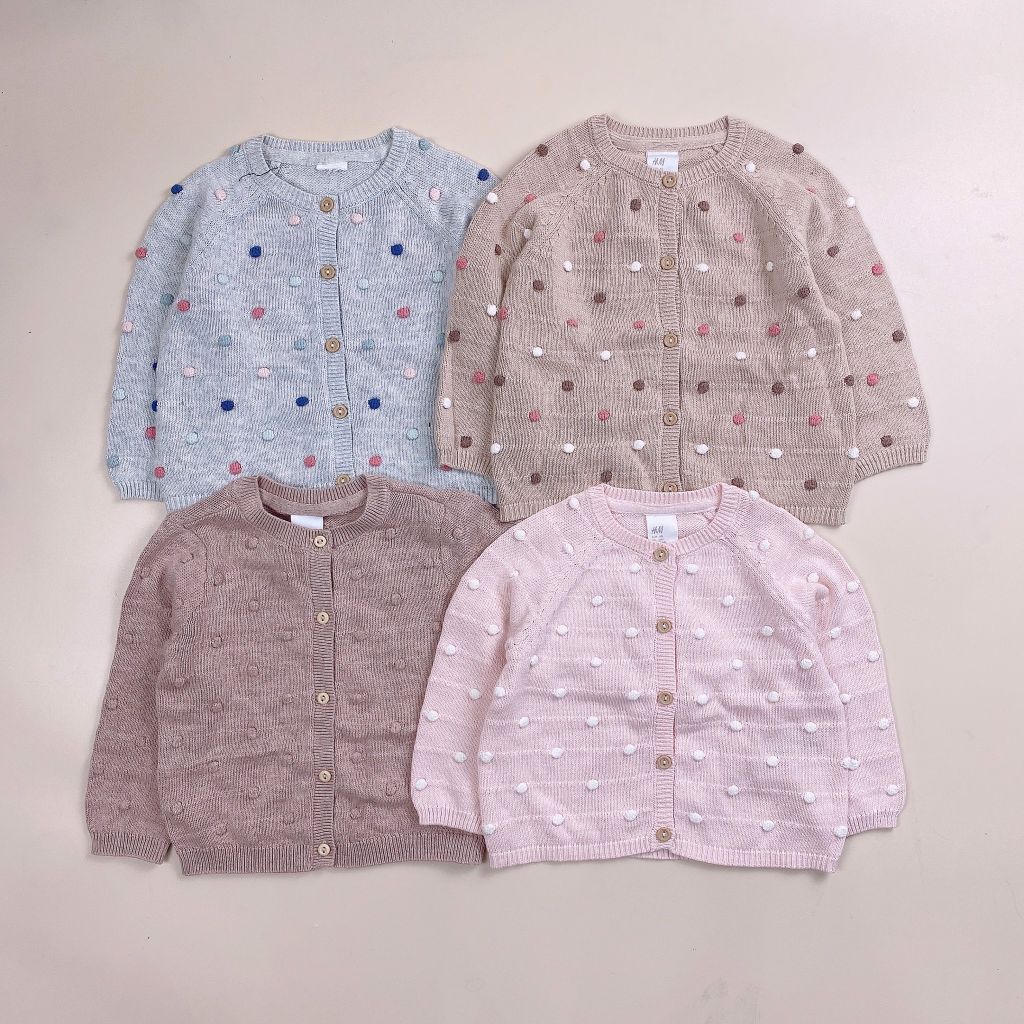 Cardigan len HM nhí nổi hạt gạo 4 màu BG size 2m - 4y