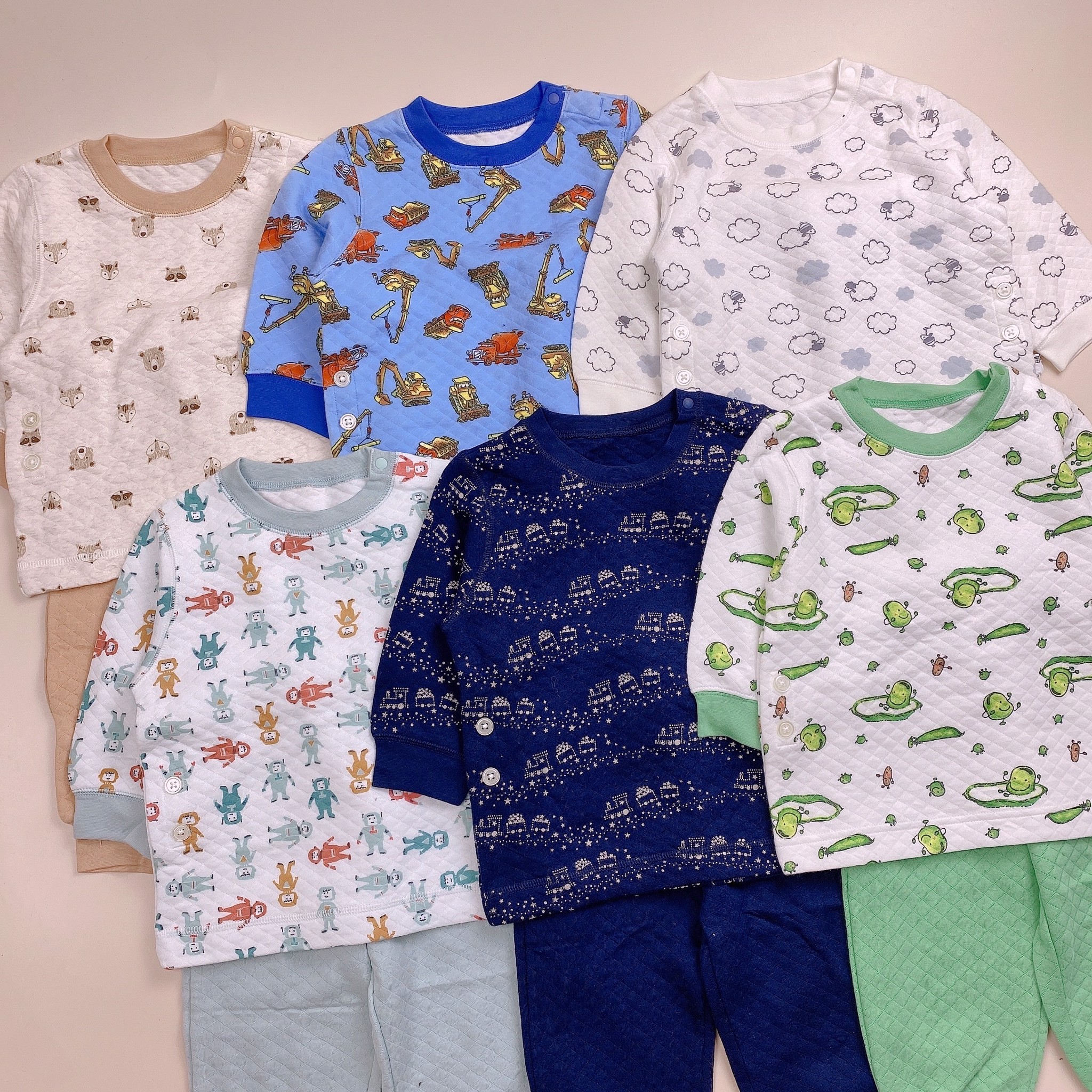 Bộ nỉ trần bông Uniqlo nhiều hình Bé trai size 80 - 120