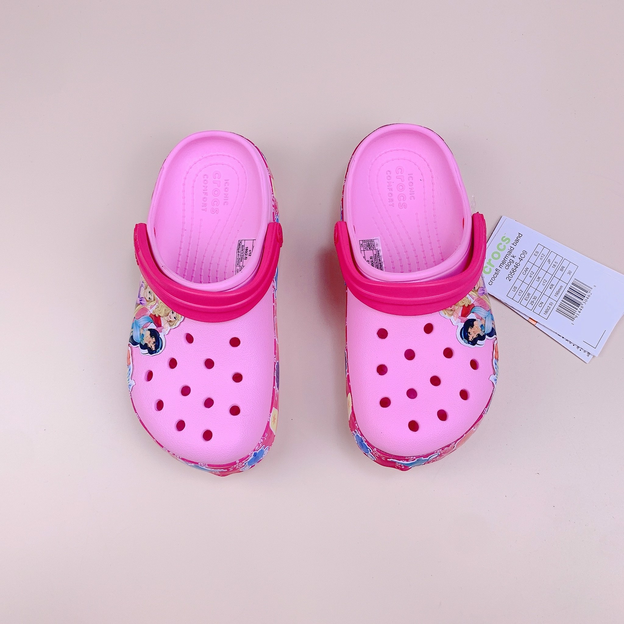 Sục Crocs hồng công chúa viền hồng BG