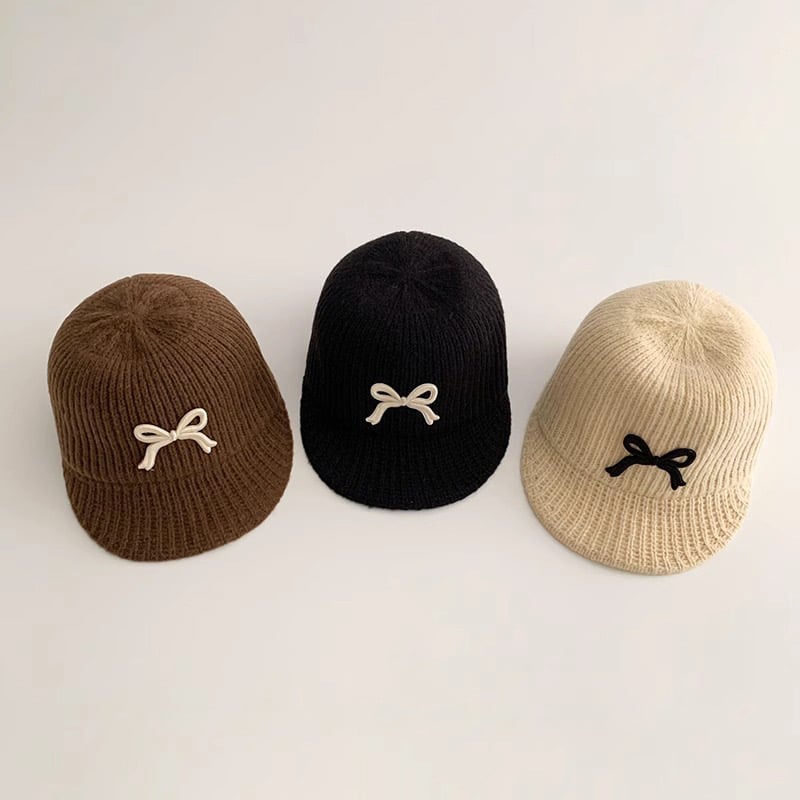 Mũ len đính nơ nhiều màu Bé Gái size 3-6y