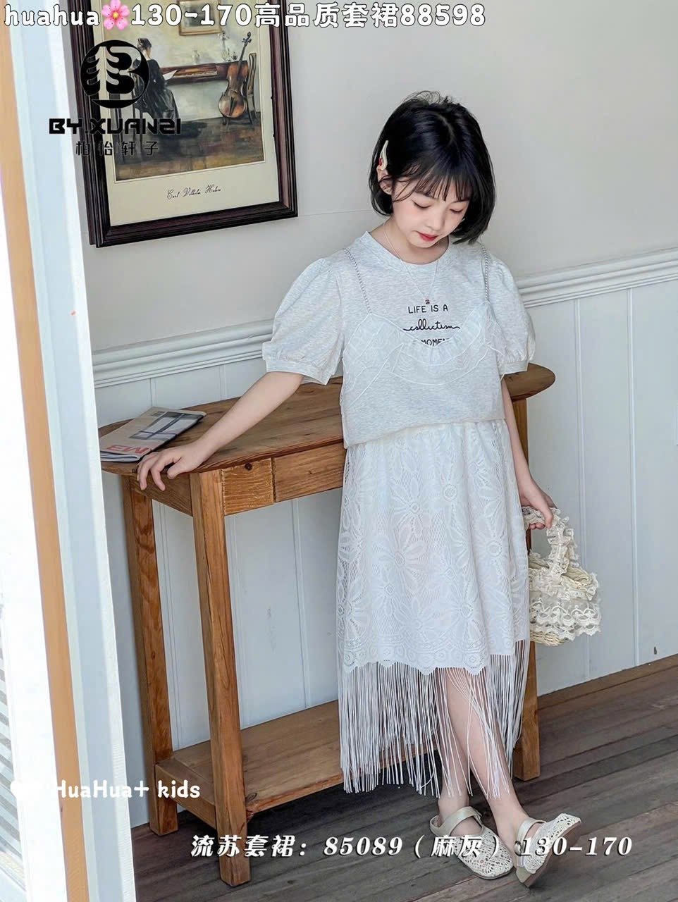 Set bộ QC áo cotton + chân váy nhiều mẫu bé gái size 130-170