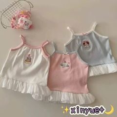 Áo hai dây thun tăm phối gấu voan size 90 - 130