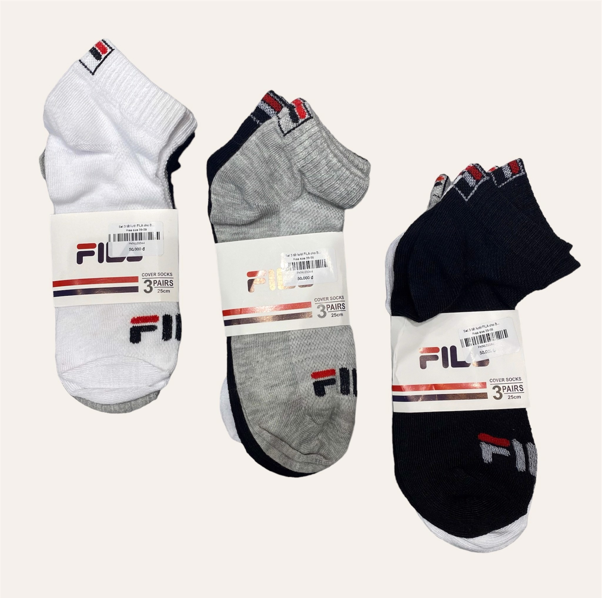 Set 3 tất lưới FILA cho Bố Mẹ (Free size 35 - 39 )