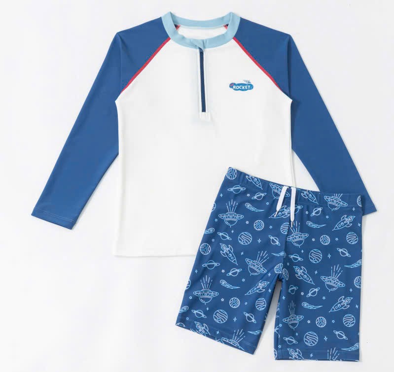 YY1191 - Set 2ct bộ bơi YUKE dài tay chống nắng 2 màu bé trai size XL-6XL (120-170)
