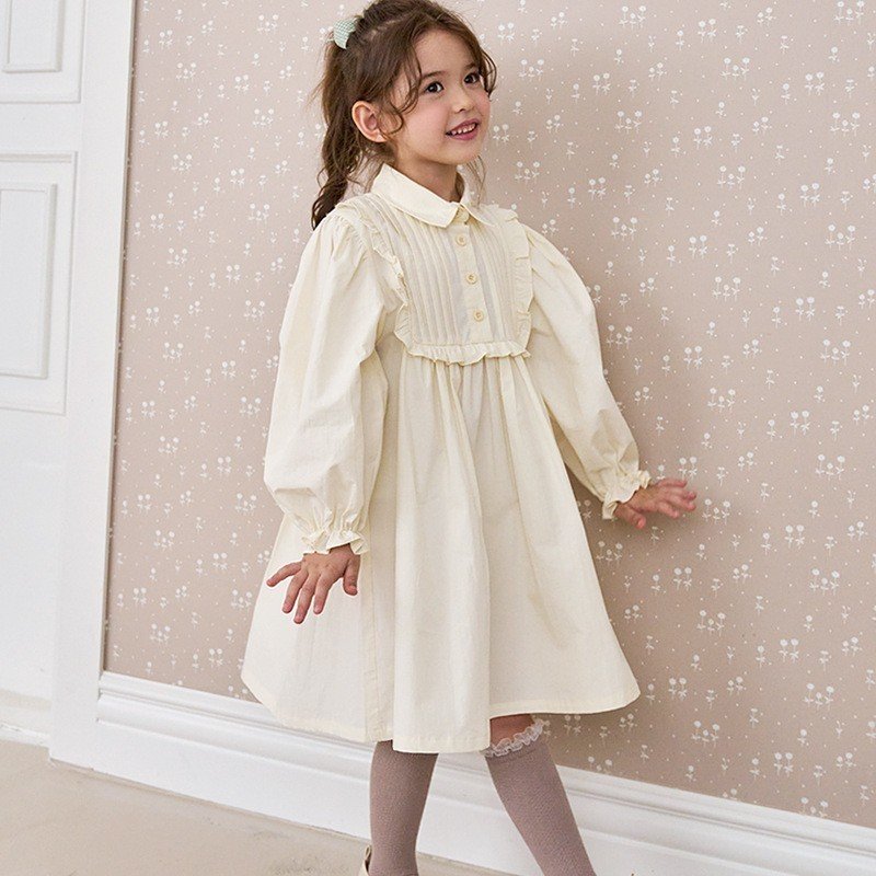 Váy thô Bebezoo cổ đức bèo xếp li ngực 2 màu xanh mint / kem size 100 - 140