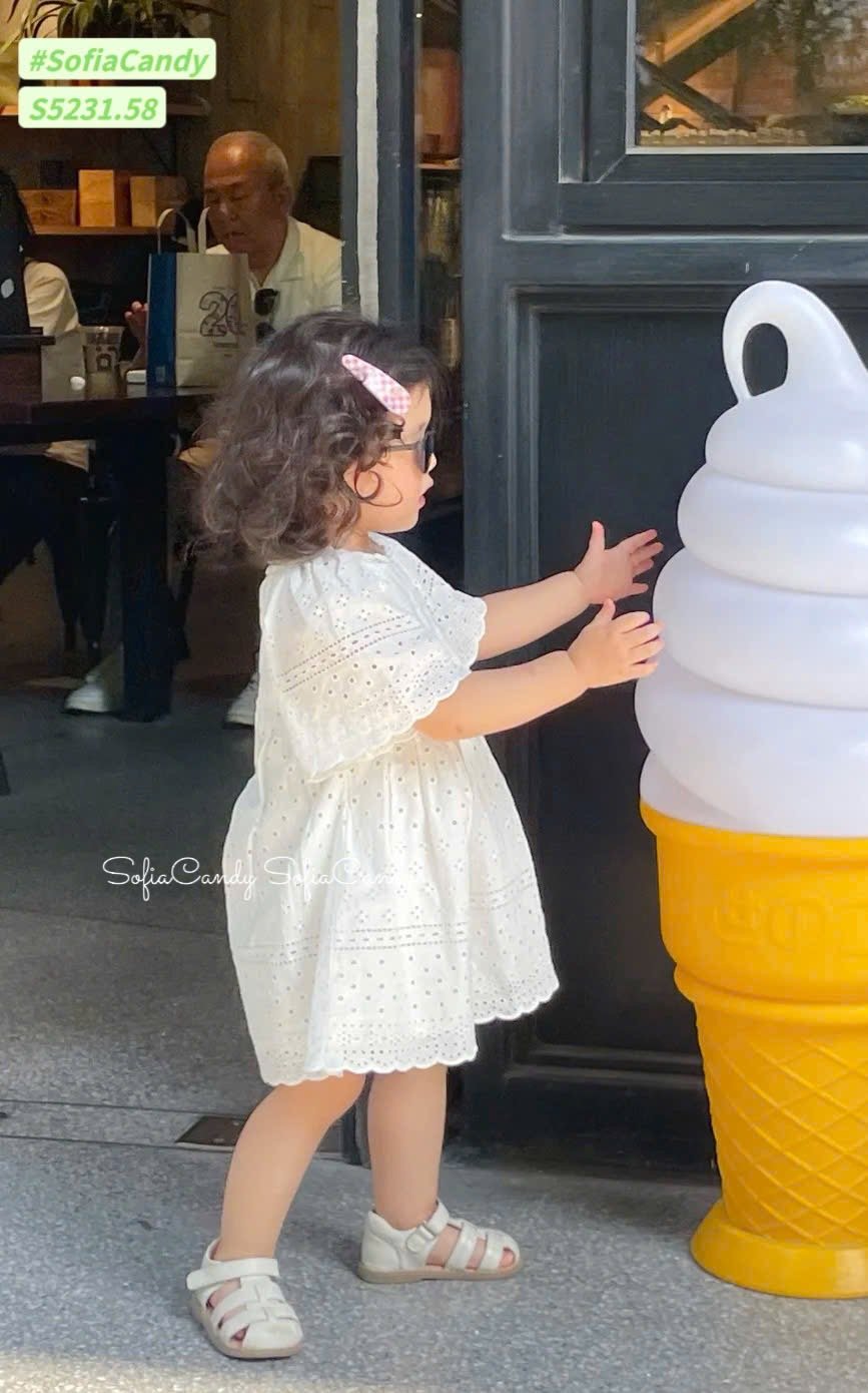 S5231 - Váy Sofia Candy thêu trắng phối tay bé gái size 1-10y