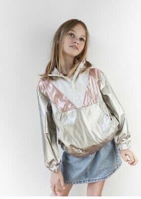 Áo gió zara trắng phối nhũ Bé Gái