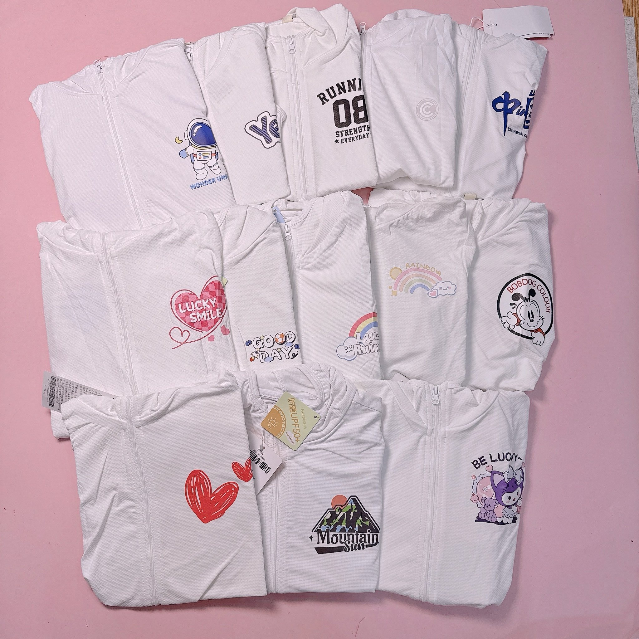 Áo khoác chống nắng vải dệt +50UPF nhiều màu họa tiết ngẫu nhiên size 110-160