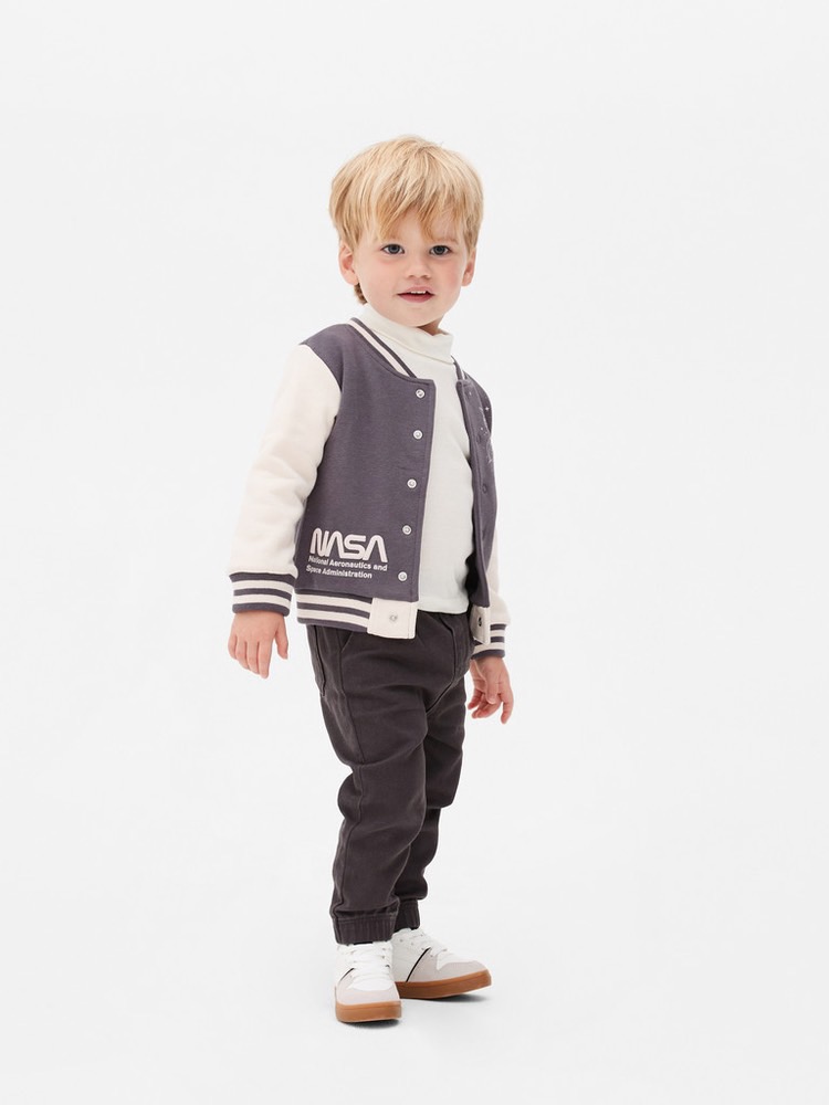 Áo khoác bomber nỉ bông mỏng 2 màu xanh / ghi BT size 3 - 36m