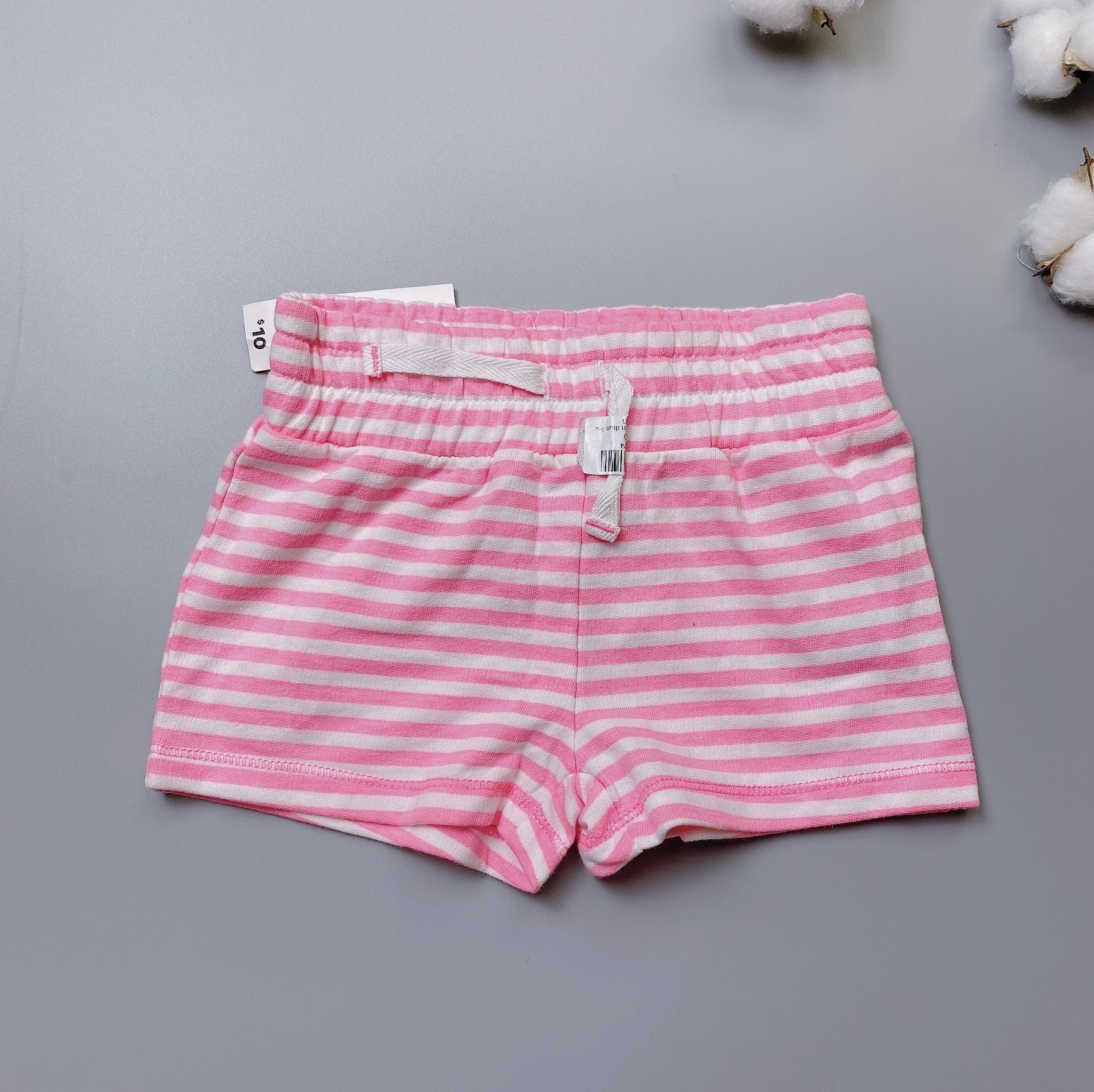 [30%] Quần short cotton Joe Fresh kẻ ngang hồng trắng