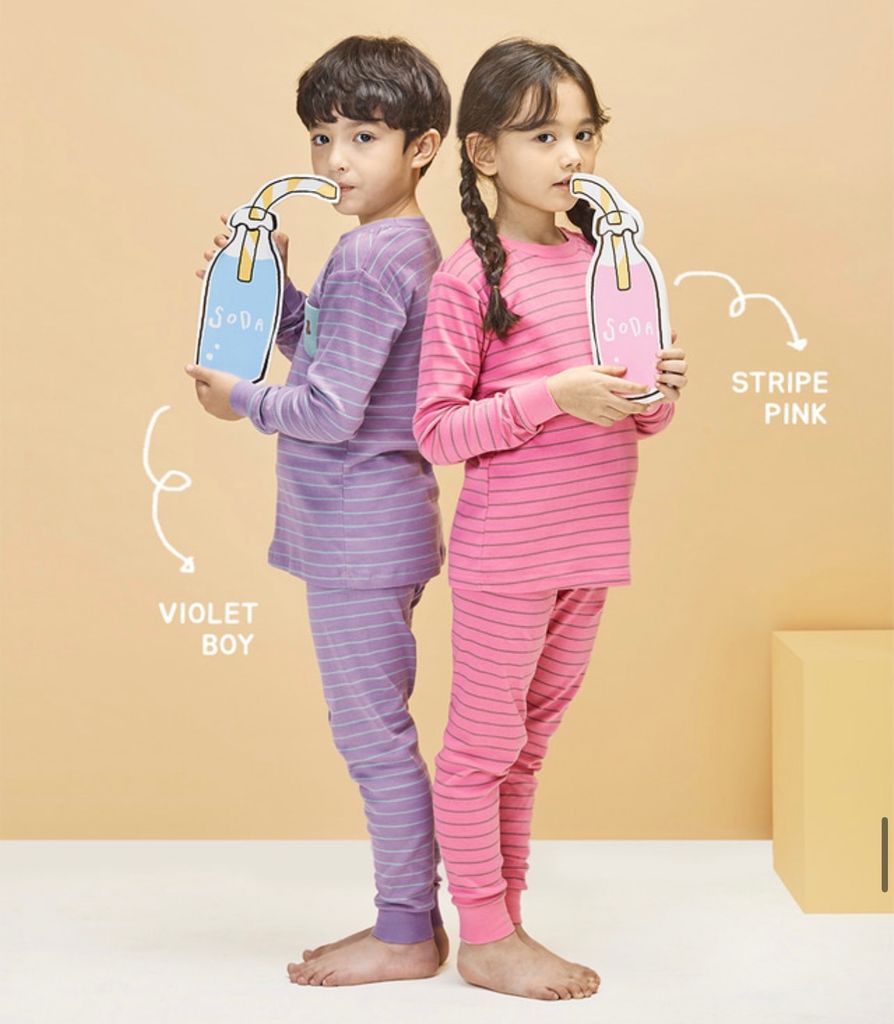 Bộ cotton Uni xuất Hàn kẻ nhiều màu túi ngực thêu gấu size 90-160