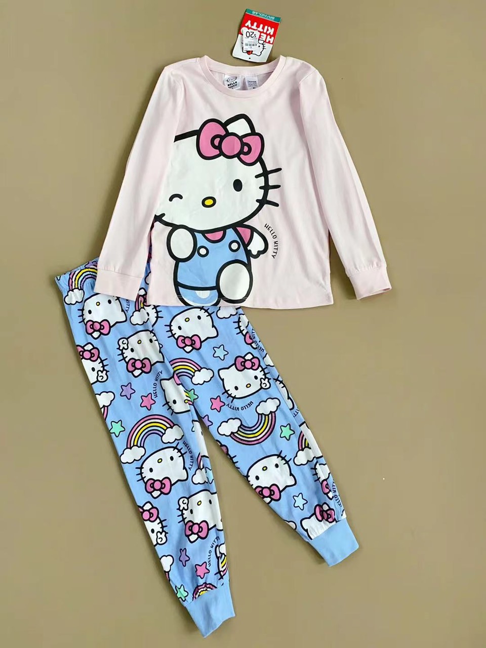 Bộ cotton Hello Kitty 2 màu cho bé gái size 1-8y