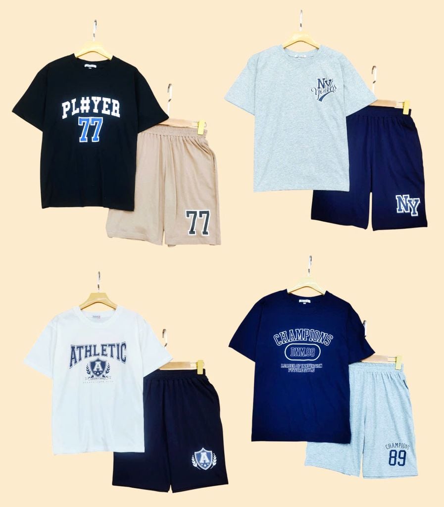Bộ cotton dòng đại Helios nhiều màu cho bé trai tuổi teen size S-XL