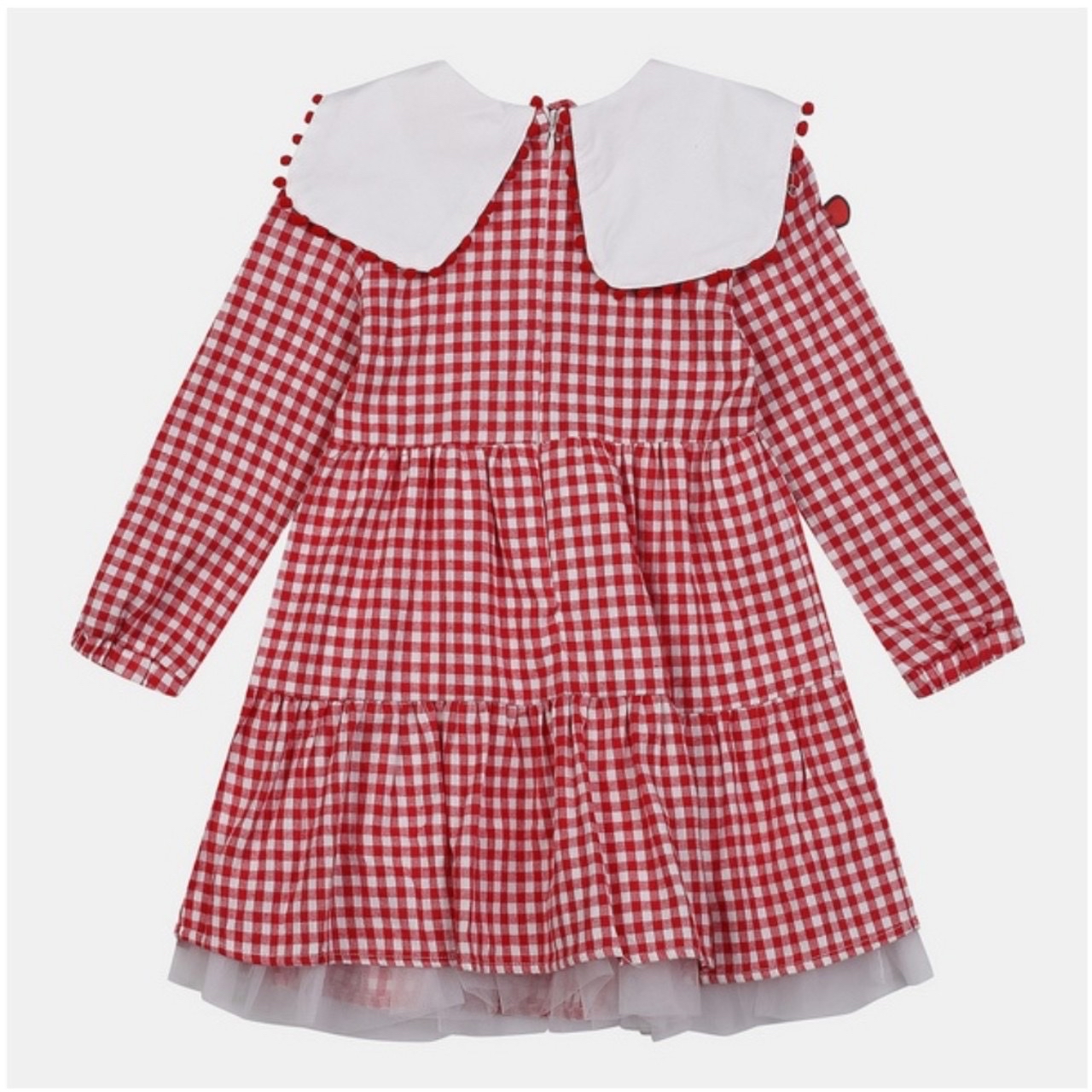 Váy kẻ Coco Rita cổ trắng thêu quả táo hai màu