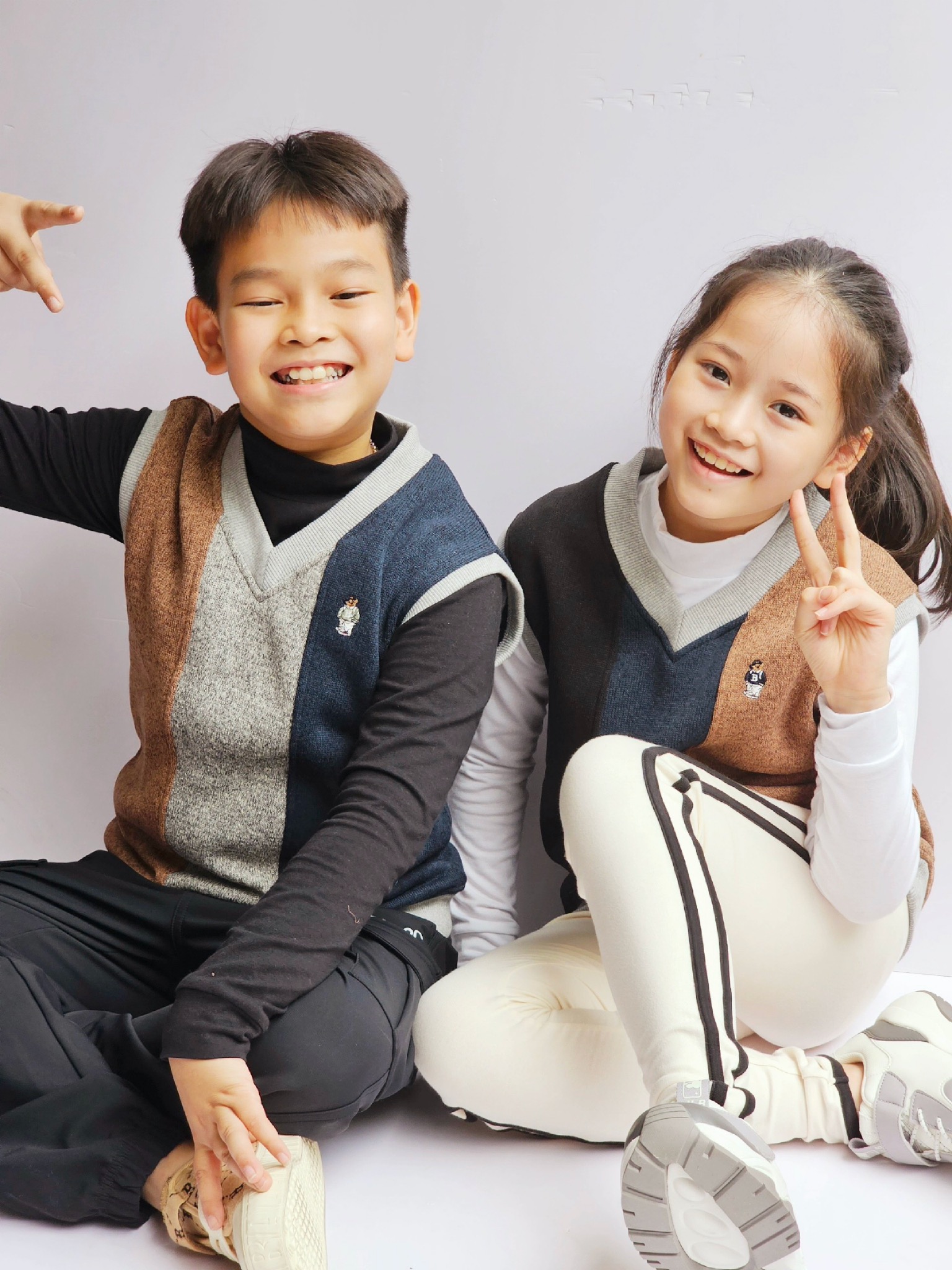 Áo gile nỉ len Bee Mon phối màu BTBG size 120-160
