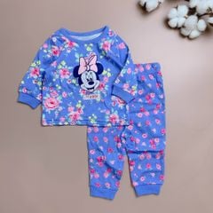 Bộ cotton George bé gái- xanh Minnie hoa