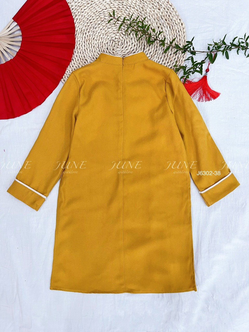 Áo dài nhung June thêu ngực 3 màu Bé Trai size 1 - 10y