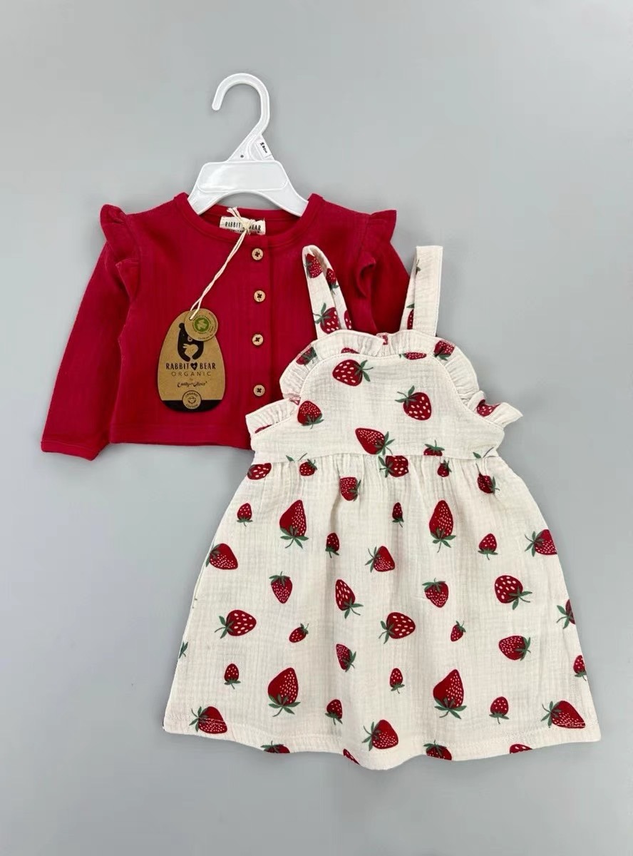 Set 2ct Rabbit Bear váy hai dây muslin + áo khoác BG size 3-24m