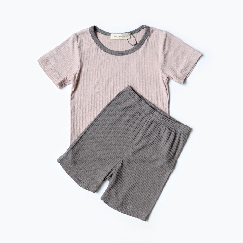 Bộ minkymom thun tăm viền cổ phối màu BTBG