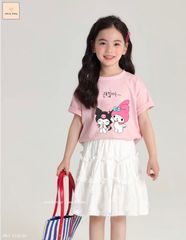 Set váy Jam & Jenny áo hồng Kuromi & Melody + chân váy trắng size 2-12y