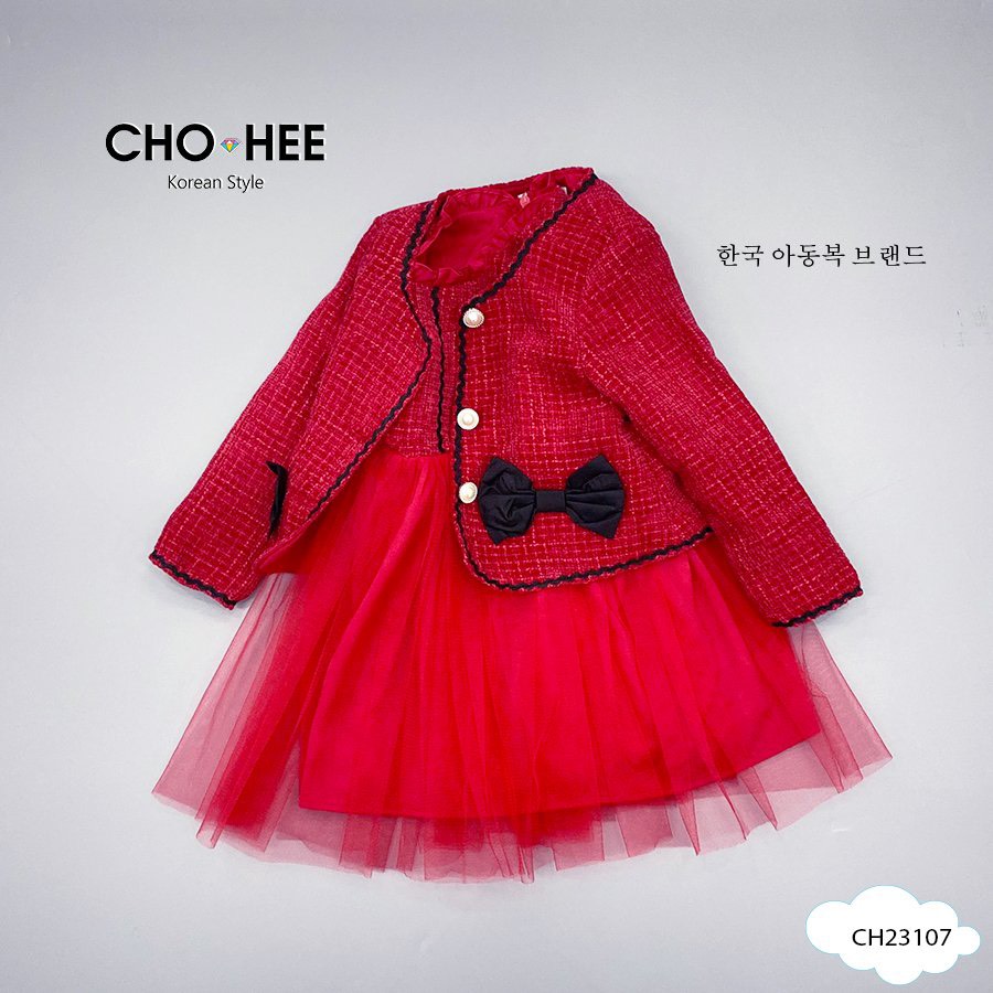 Set váy + áo khoác dạ tweed Cho - Hee 3 màu size 1 - 10y