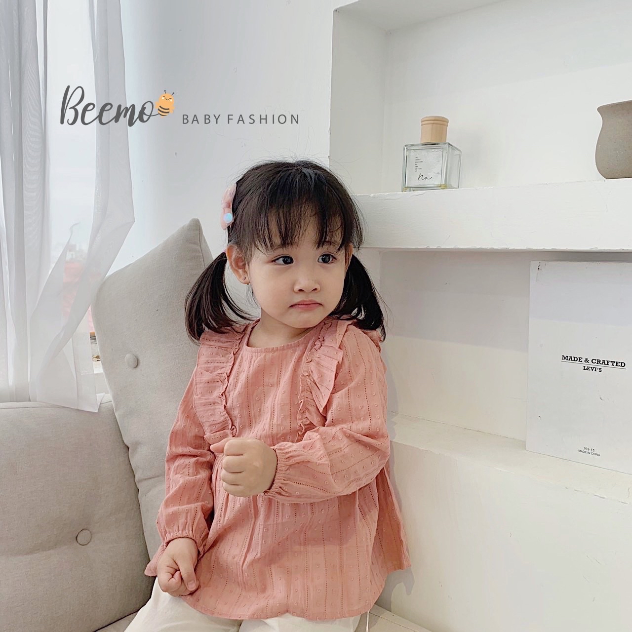 Áo sơ mi thô hạt gạo Beemo bèo vai ngực 3 màu