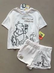 Bộ cotton Disney Pooh, Stitch dư xịn 2 màu cho bé size 3-10y