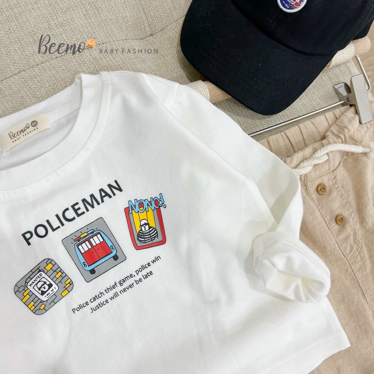 Áo cotton dài tay Beemo ô tô Policeman 4 màu BT