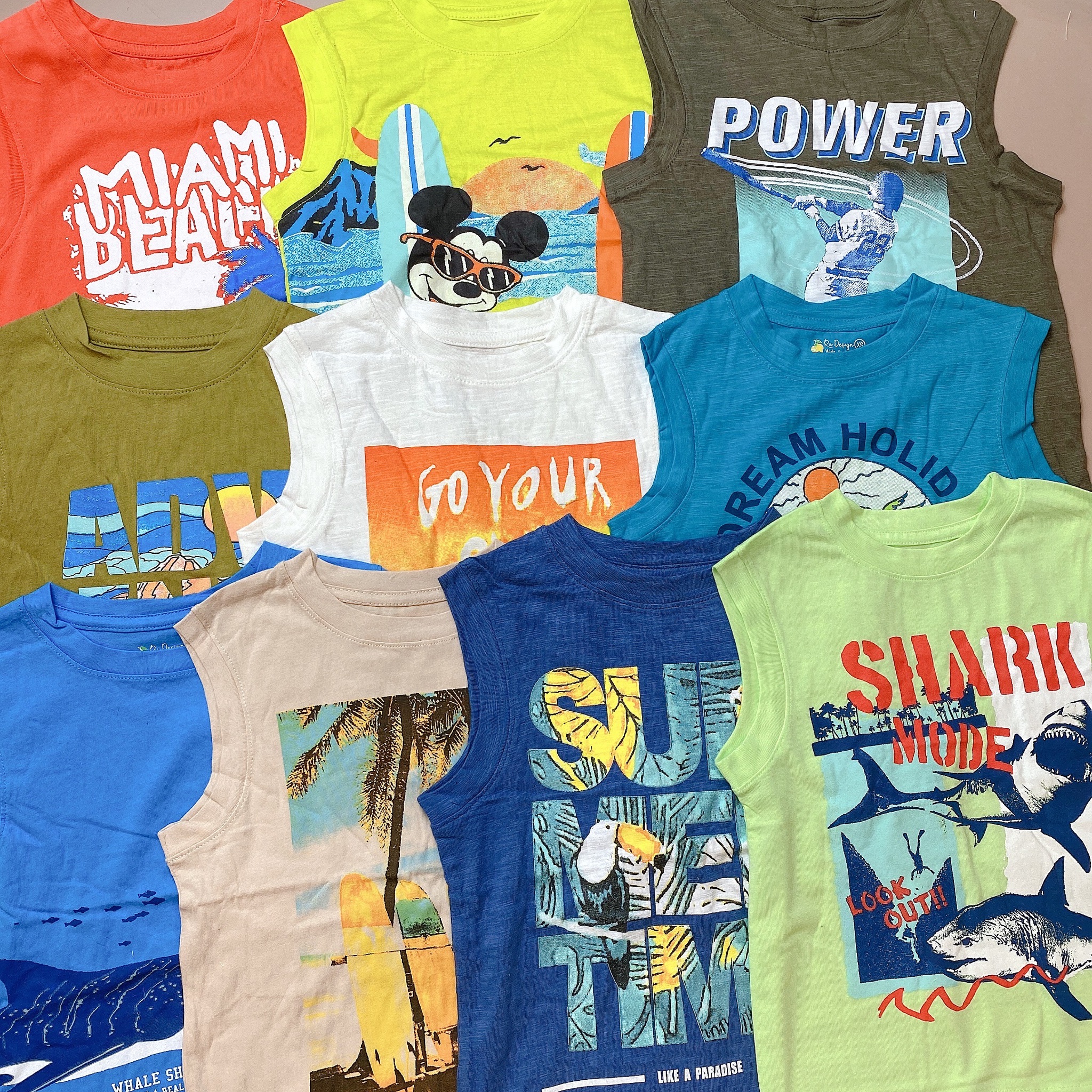 Bộ sát nách vai rơi Ru Design nhiều hình size XS - XL ( 5 - 14y )