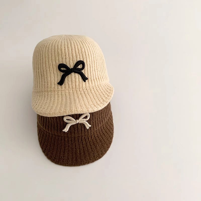 Mũ len đính nơ nhiều màu Bé Gái size 3-6y
