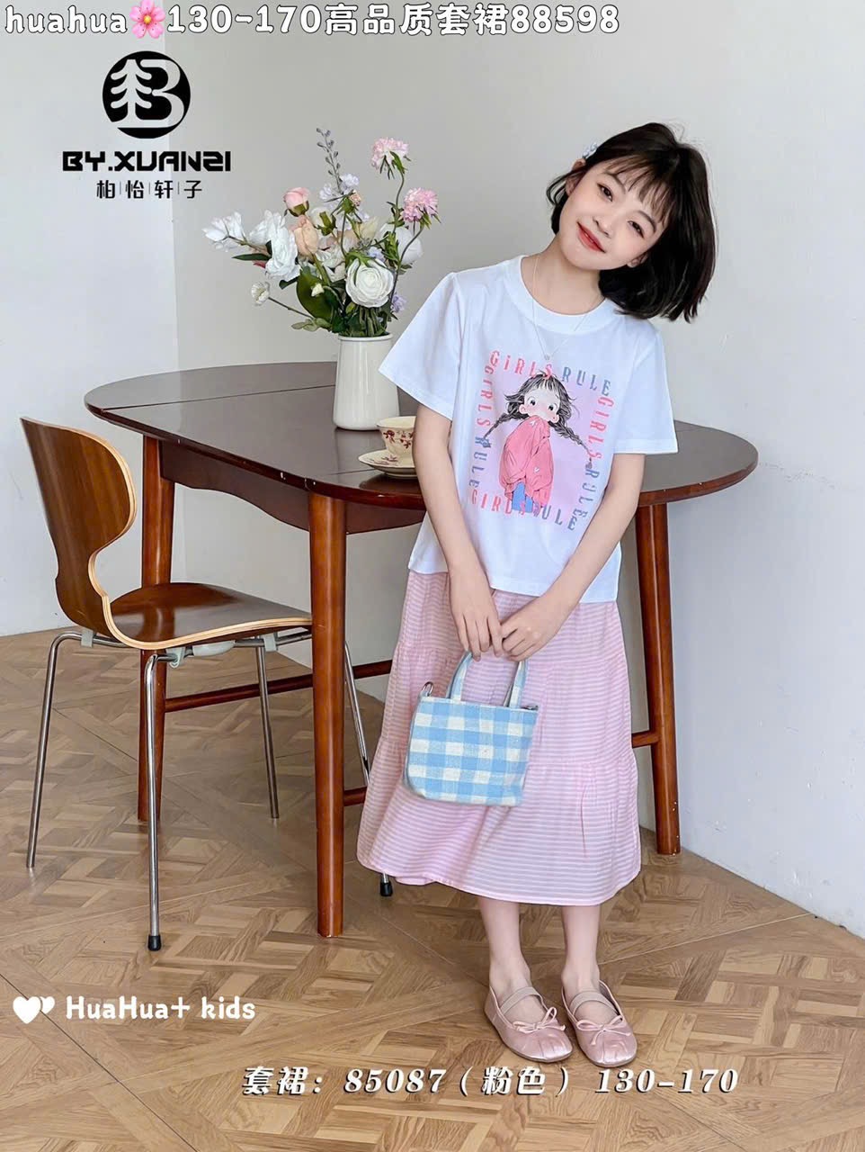 Set bộ QC áo cotton + chân váy nhiều mẫu bé gái size 130-170