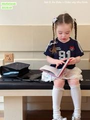 S5136 - Set bộ Sofia Candy áo navy số + chân váy thêu tầng bé gái size 1-10y