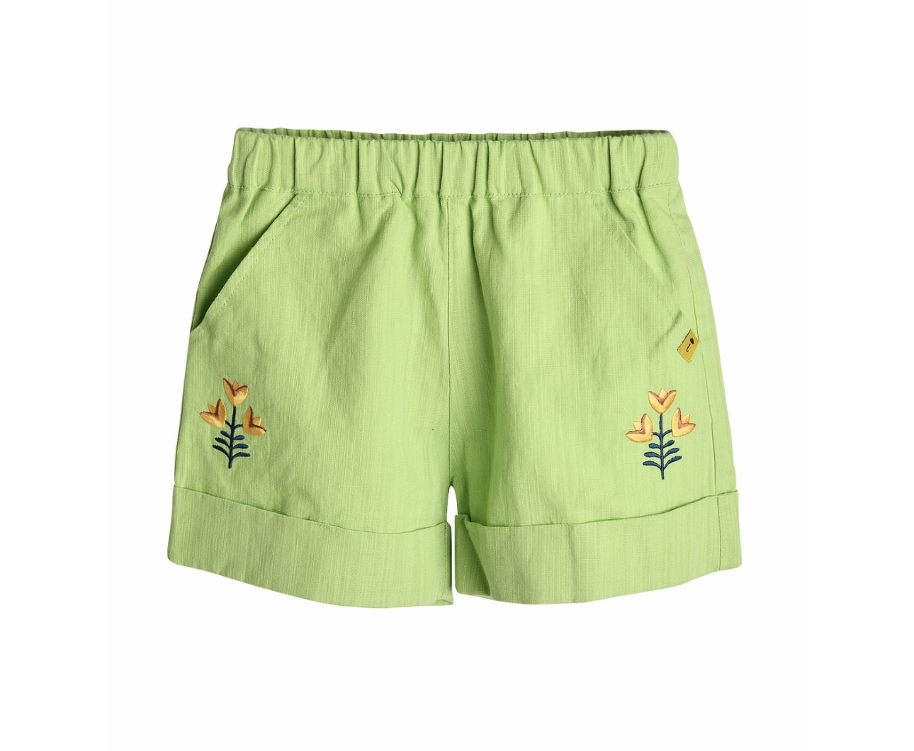 Quần short Moimoln xuất Hàn dư xịn màu xanh lá thêu hoa bé gái size 90-110
