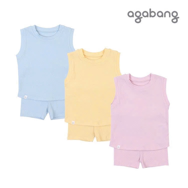 Bộ sát nách Agabang xuất Hàn trơn nhiều màu cho bé size 80-120