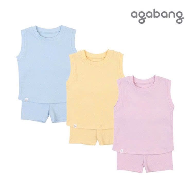 Bộ sát nách Agabang xuất Hàn trơn nhiều màu cho bé size 80-120